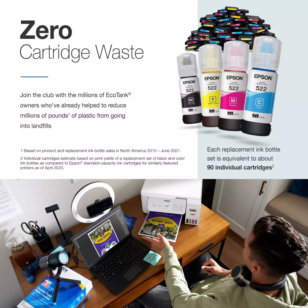 EcoTank Wireless Color All-in-One Cartridge-Free Supertank Printer: Inkjet, Wi-Fi, Apple AirPrint - Image 4