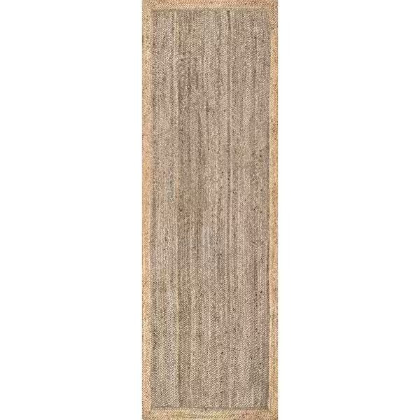 Elanora Farmhouse Bordered Jute Gray 2.5 x 9 Runner Rug