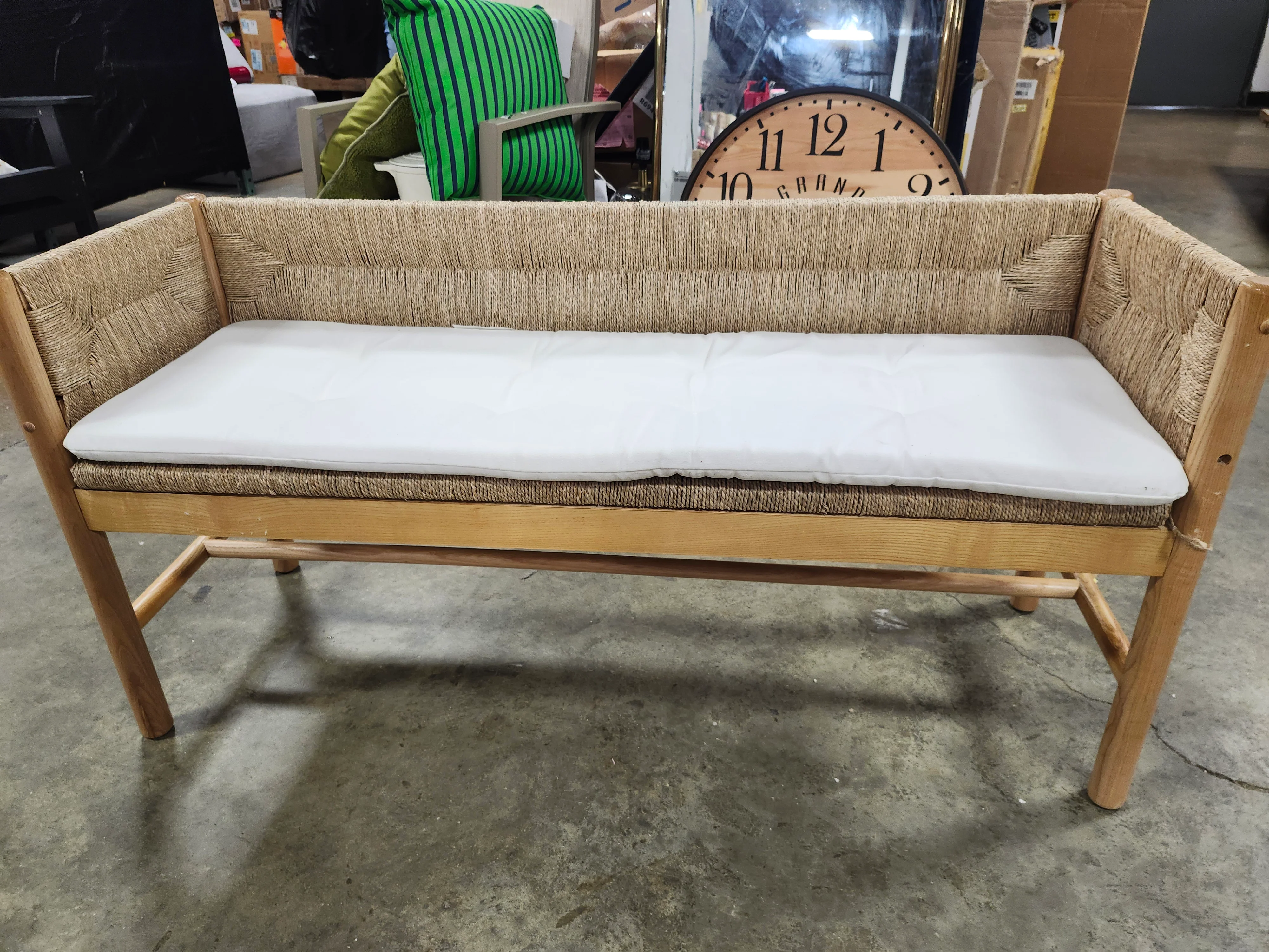 Elden  Wood Bench with Loose Cushion Seat Multicolor Naturals SHOWROOM ITEM - Image 2