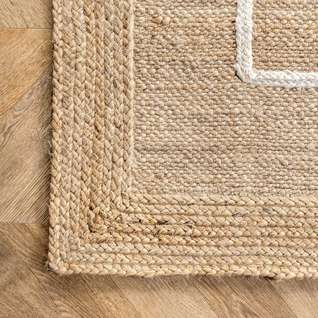 Elderwood 5 x 8 (ft) Jute Ivory Rectangular Indoor Geometric Area Rug - Image 3