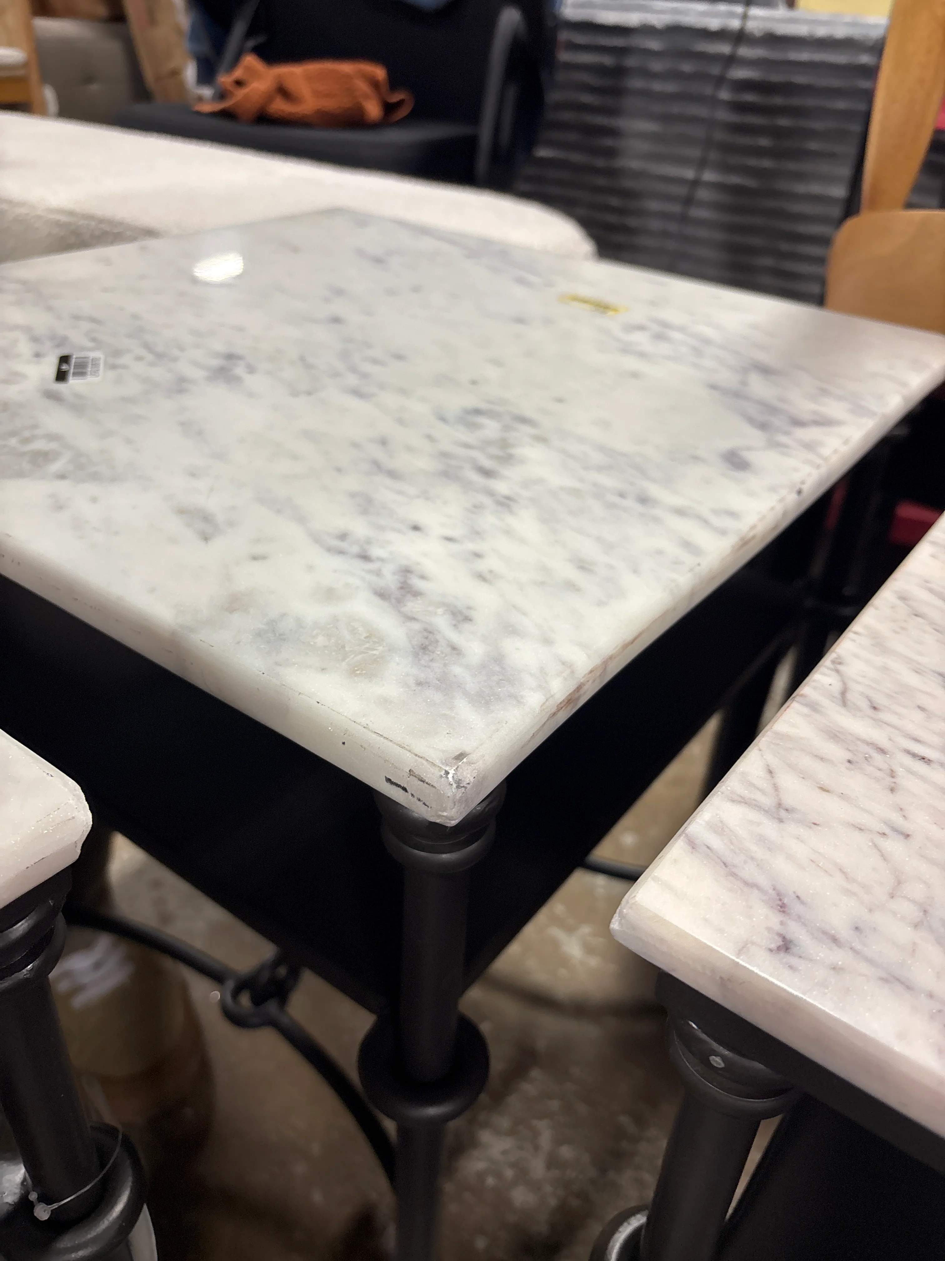 Elegant Accent Table with Shelf White Carrara Marble/Dark Bronze SHOWROOM ITEM - Image 5