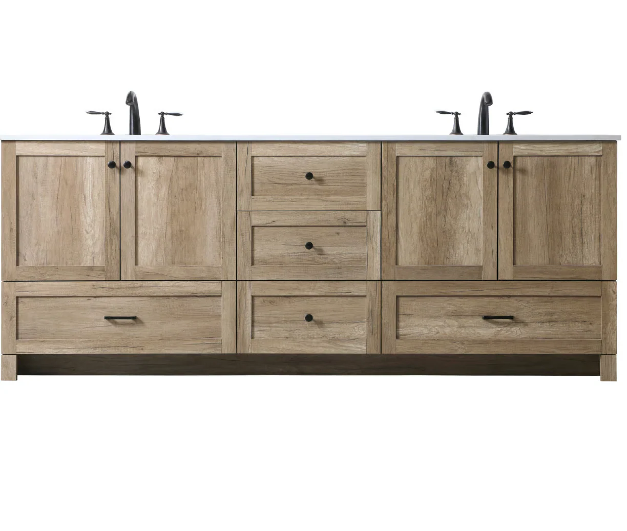 Elegant Lighting Soma 84-Inch Double Bathroom Vanity in Natural Oak with Ivory White Top SHOWROOM ITEM