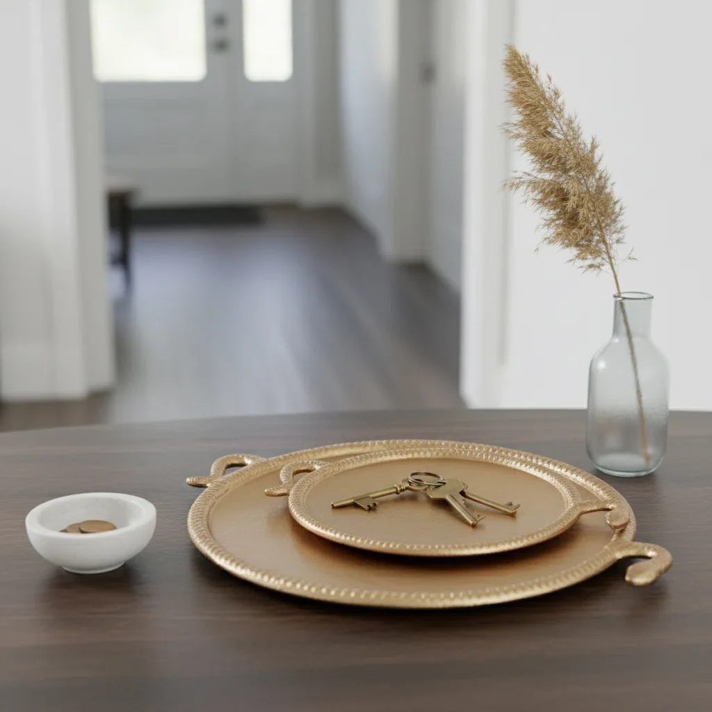 Elegant Oval Ottoman Tray and Decorative Tray Set,