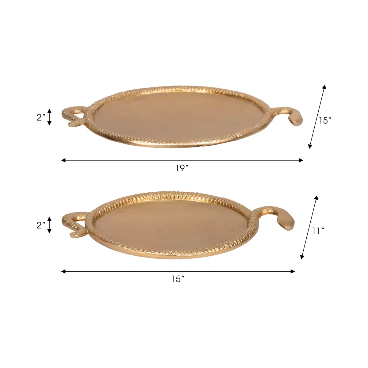 Elegant Oval Ottoman Tray and Decorative Tray Set, - Image 2