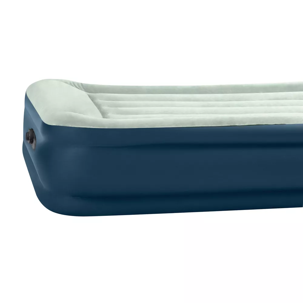 Elevated Pillow Rest Twin Air Mattress with Internal Pump - Off-White/Blue - Image 5