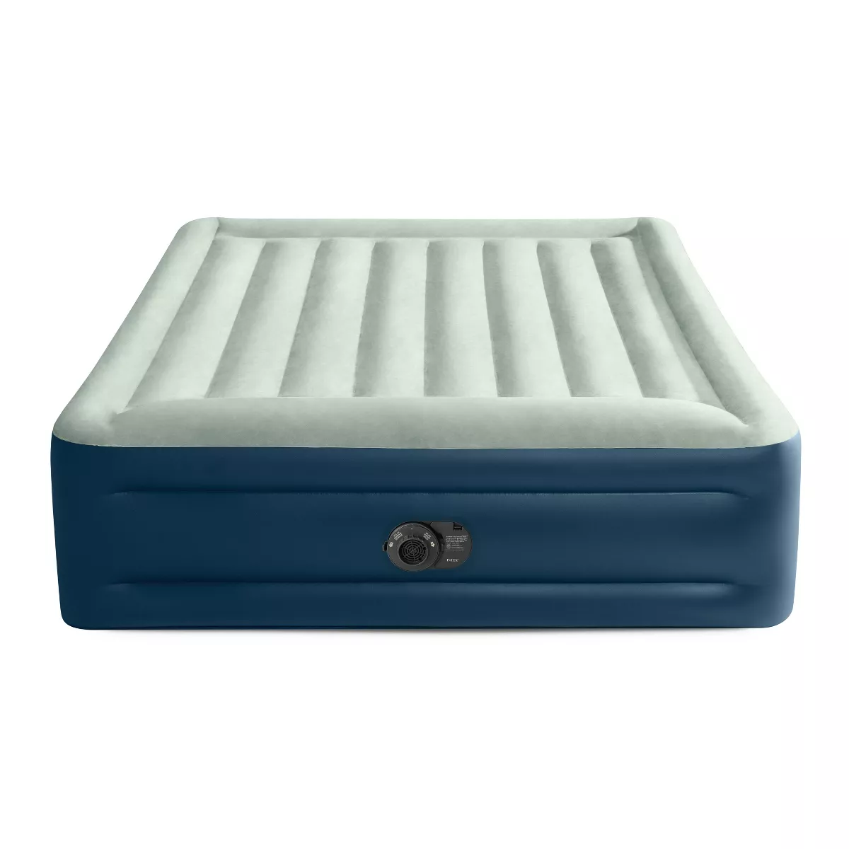 Elevated Pillow Rest Queen Air Mattress with Internal Pump - Off-White/Blue
