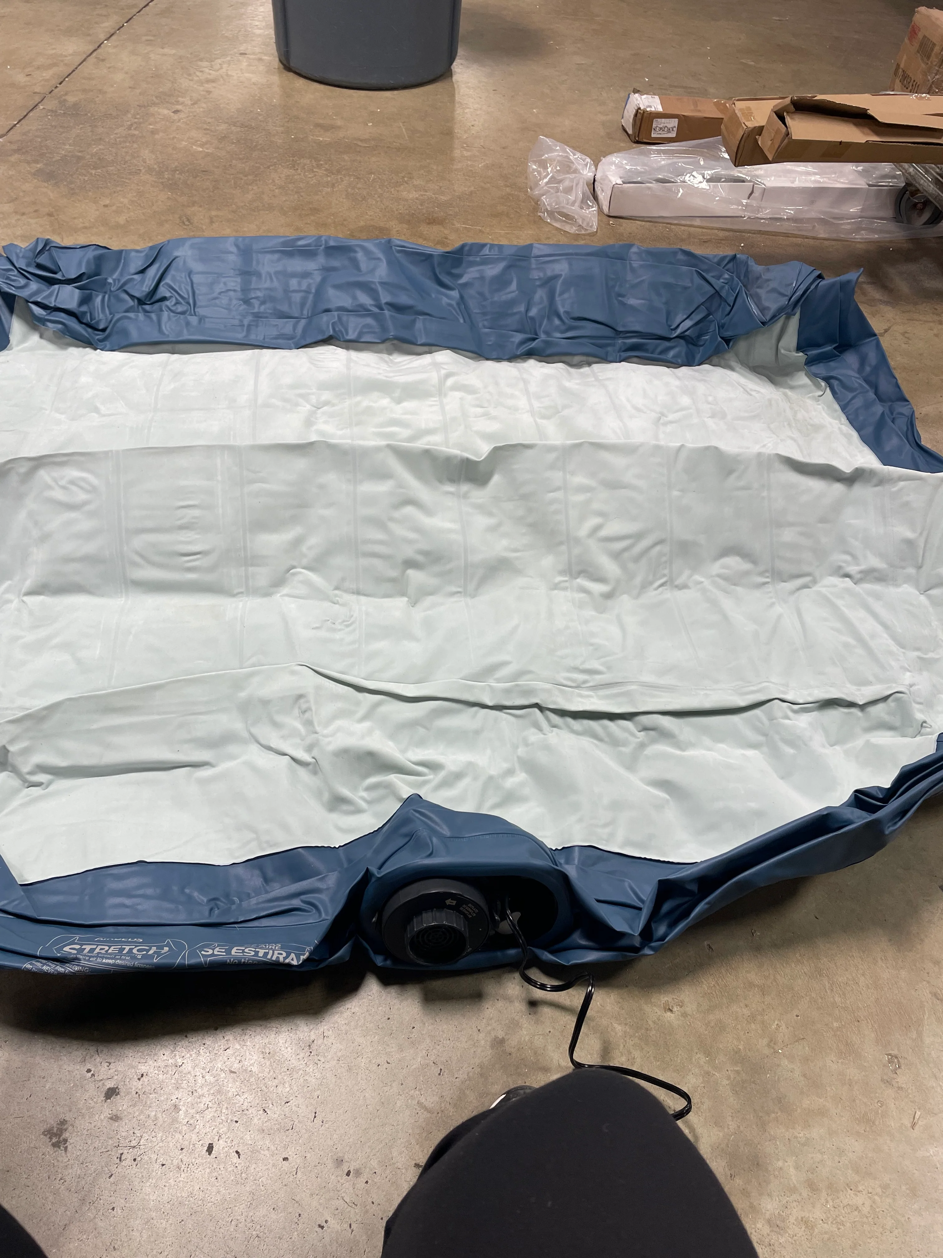 Elevated Pillow Rest Queen Air Mattress with Internal Pump - Off-White/Blue - Image 7