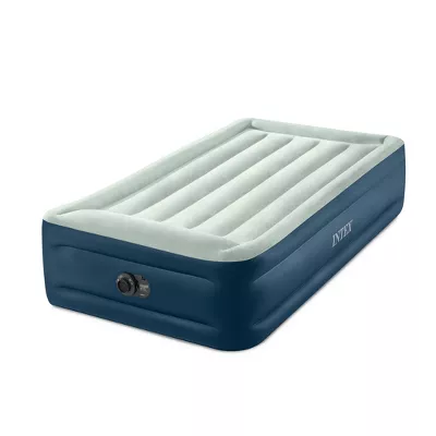 Elevated Pillow Rest Twin Air Mattress with Internal Pump - Off-White/Blue - Image 3
