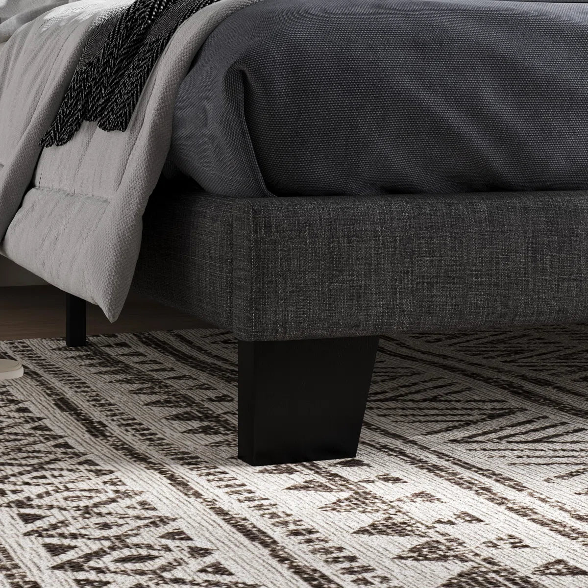 Elison Platform Bed with Fabric Upholstered Headboard and Wooden Slats Queen - Image 3