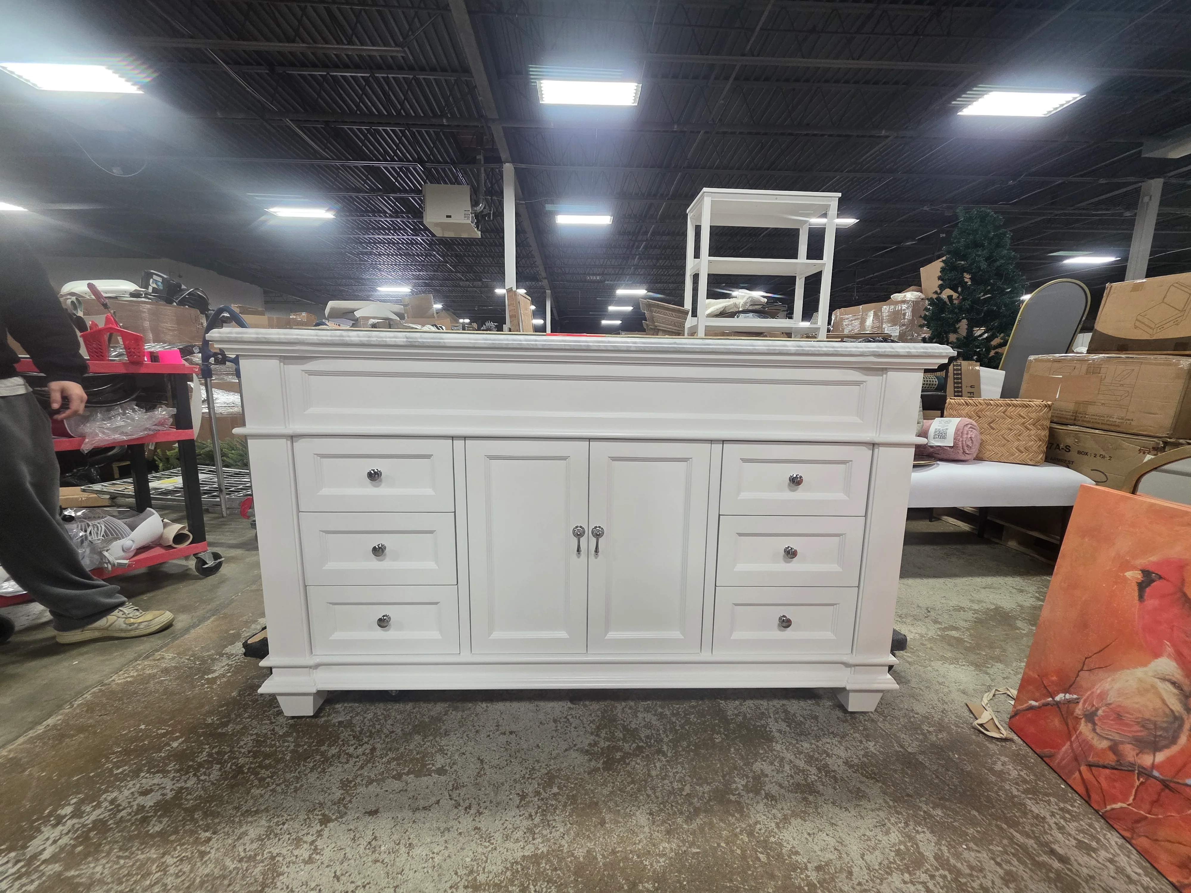 Elizabeth 60-inch Single Vanity with Carrara Marble Top - SHOWROOM ITEM - Image 2