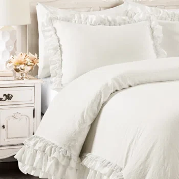 Ella Shabby Elegance Ruffle Lace Microfiber Comforter Set Full/Queen