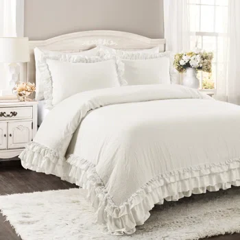 Ella Shabby Elegance Ruffle Lace Microfiber Comforter Set Full/Queen - Image 2
