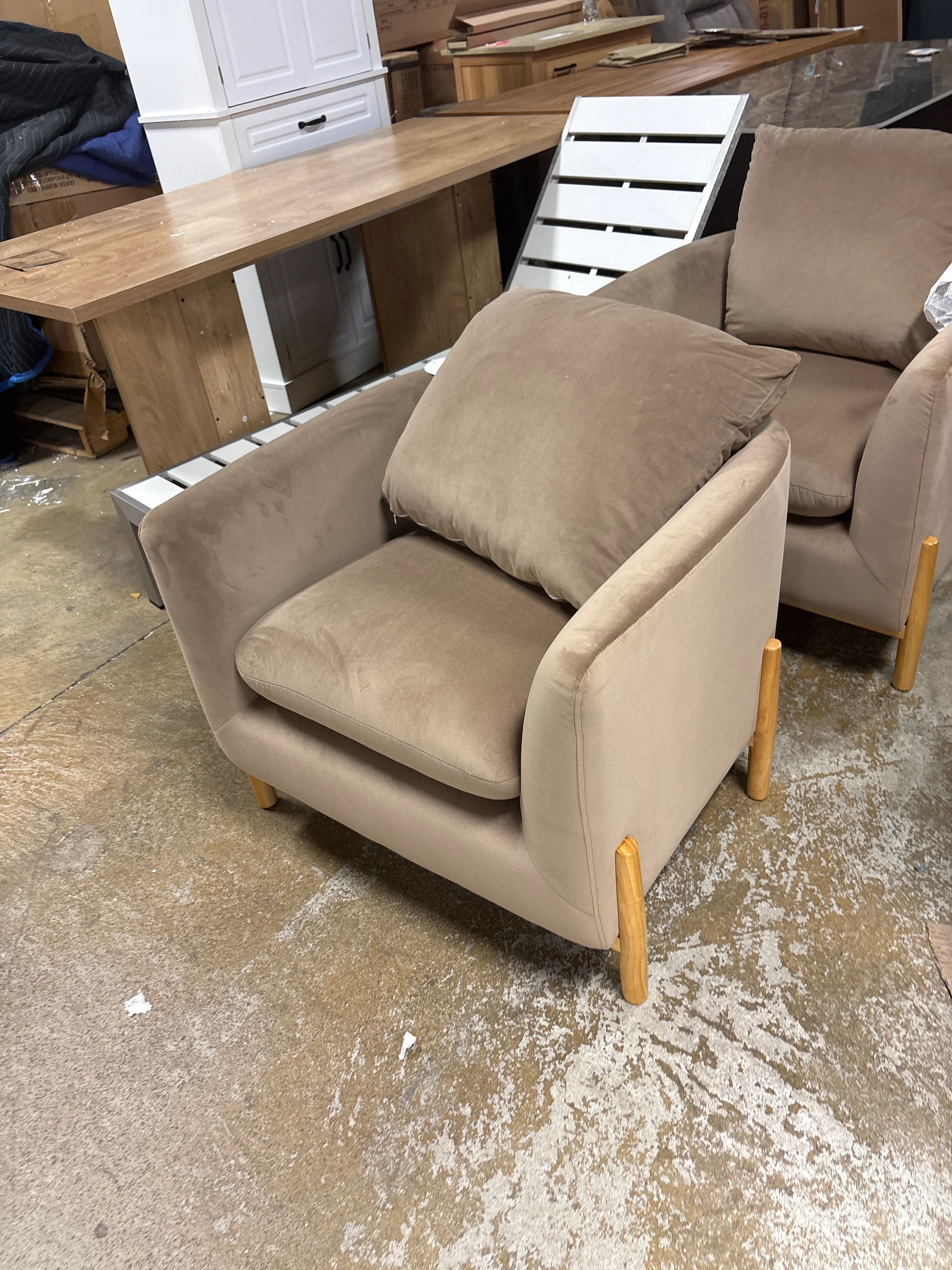Elroy Accent Chair with Wooden Legs Brown Velvet - Threshold™ designed with Studio McGee: Polyester Upholstery, Plywood Frame SHOWROOM ITEM - Image 2