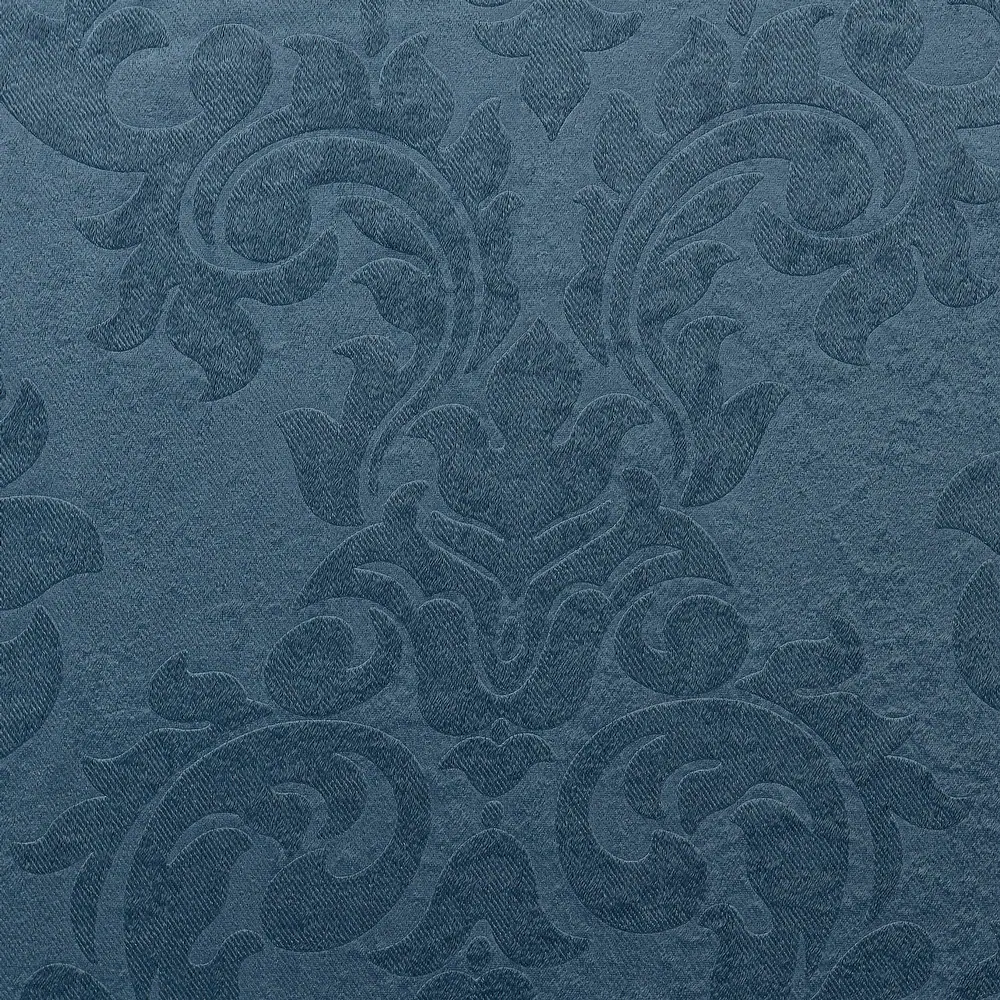 Embossed Damask Room Darkening Window Curtain Panel Pair (Set of 2) - Blue - Image 3