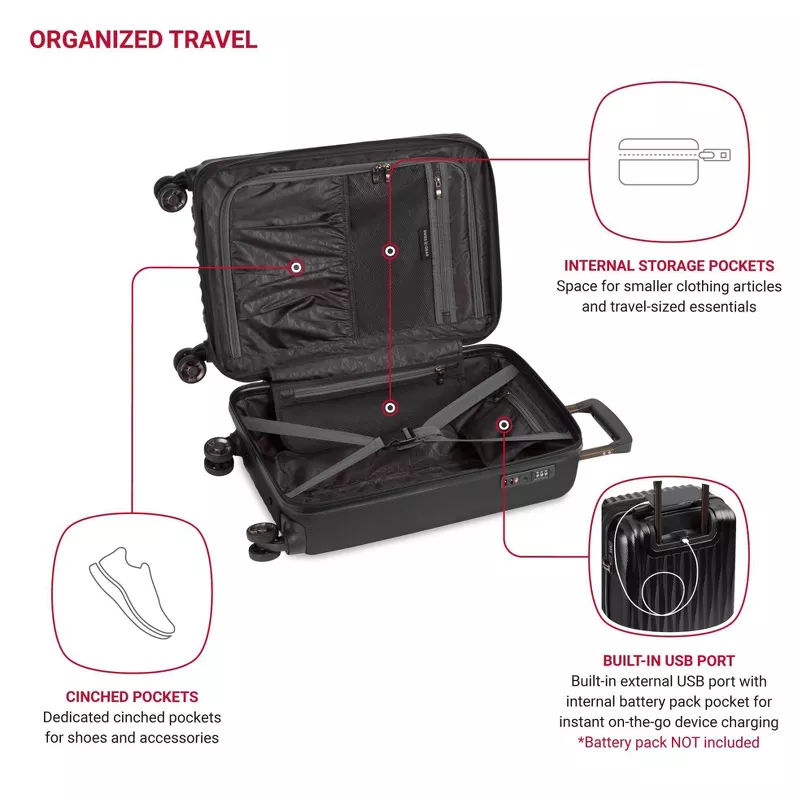 Energie Hardside Carry On Spinner Suitcase - Black - Image 3
