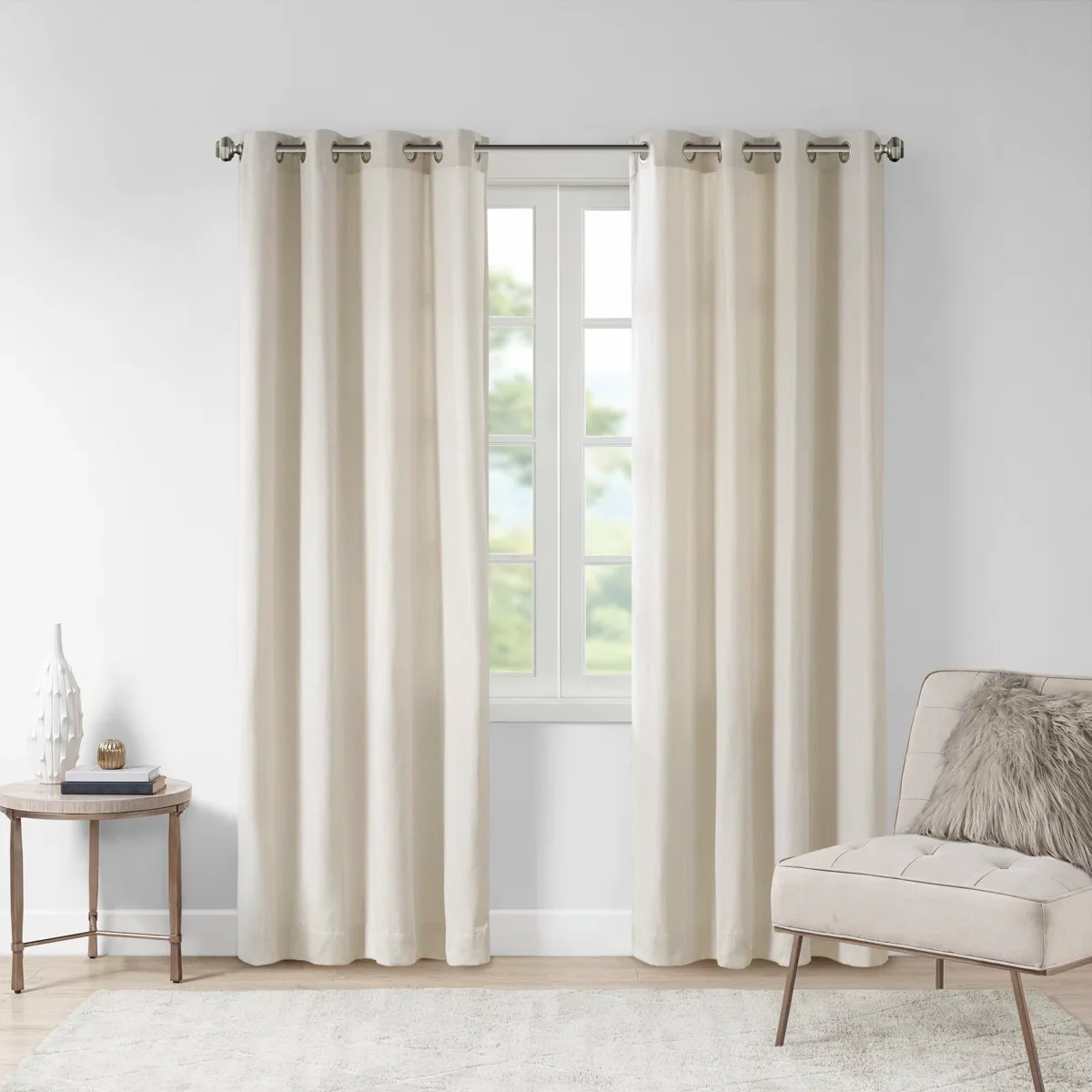 Englewood Polyester Solid Piece Dyed Grommet Top Single Curtain Panel - Image 2