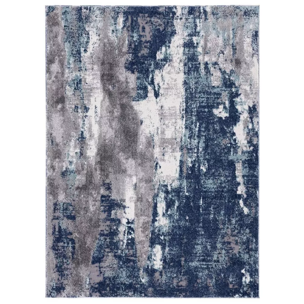 Euston Collection D.Blue-L.Blue Modern Abstract Indoor Area Rug 2'0" x 2'11"