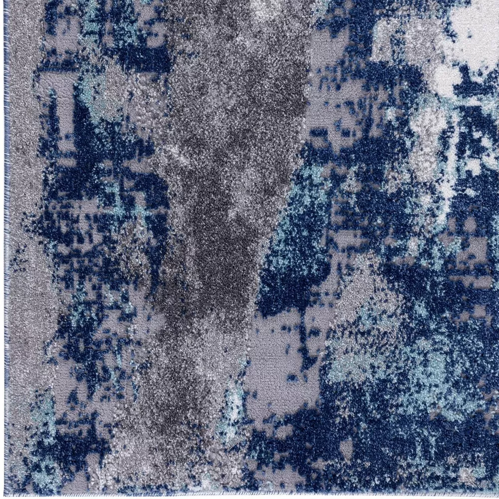 Euston Collection D.Blue-L.Blue Modern Abstract Indoor Area Rug 2'0" x 2'11" - Image 3