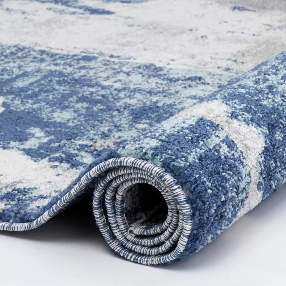 Euston Collection D.Blue-L.Blue Modern Abstract Indoor Area Rug 2'0" x 2'11" - Image 4