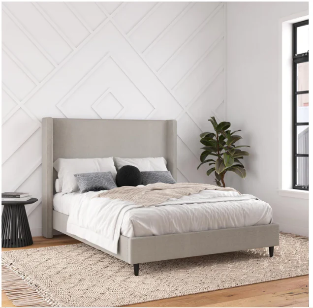 Eveline Upholstered Wingback Bed - King - Image 4