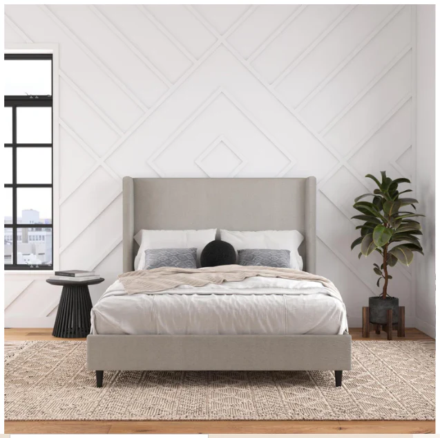 Eveline Upholstered Wingback Bed - King - Image 5