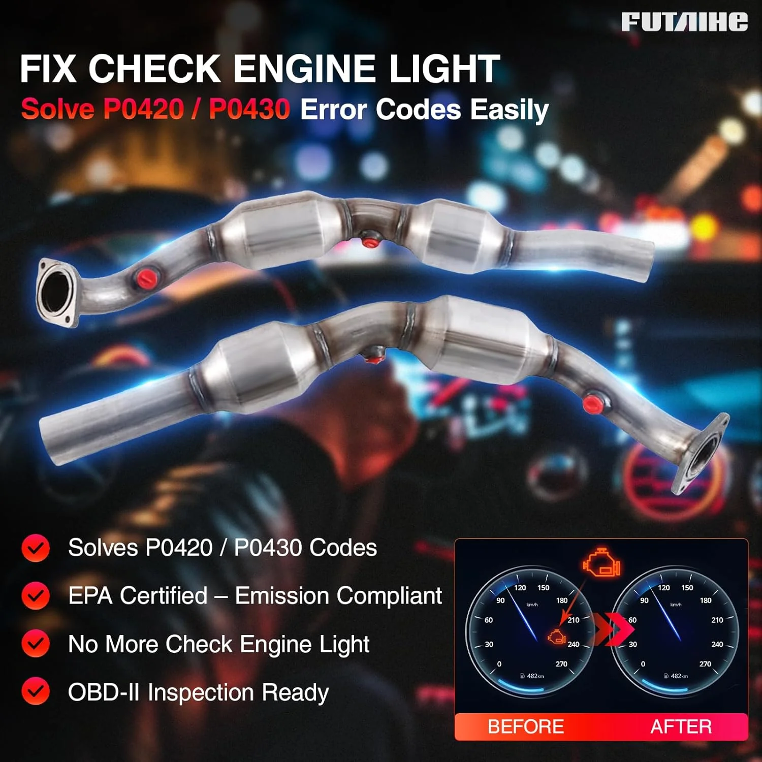 Exhaust Manifold Catalytic Converter Bank 1 and 2 Set (EPA Compliant) - Image 4