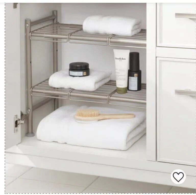 EXPANDABLE 2-TIER SHELF. BRUSHED NICKEL. UNDER CABINET STORAGE - Image 4