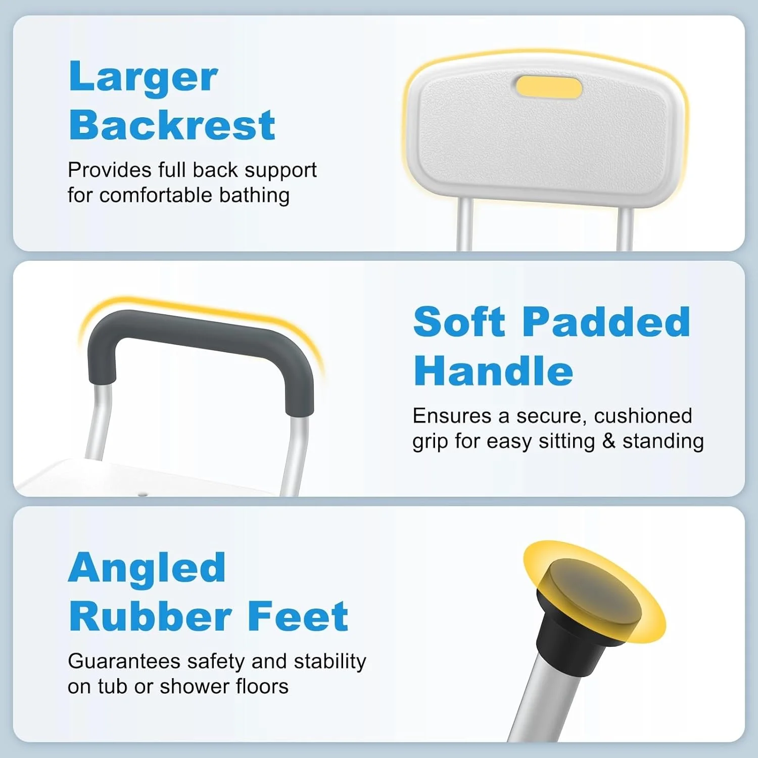 Extra Wide Shower Chair for Inside Shower with Arms and Back - Image 2