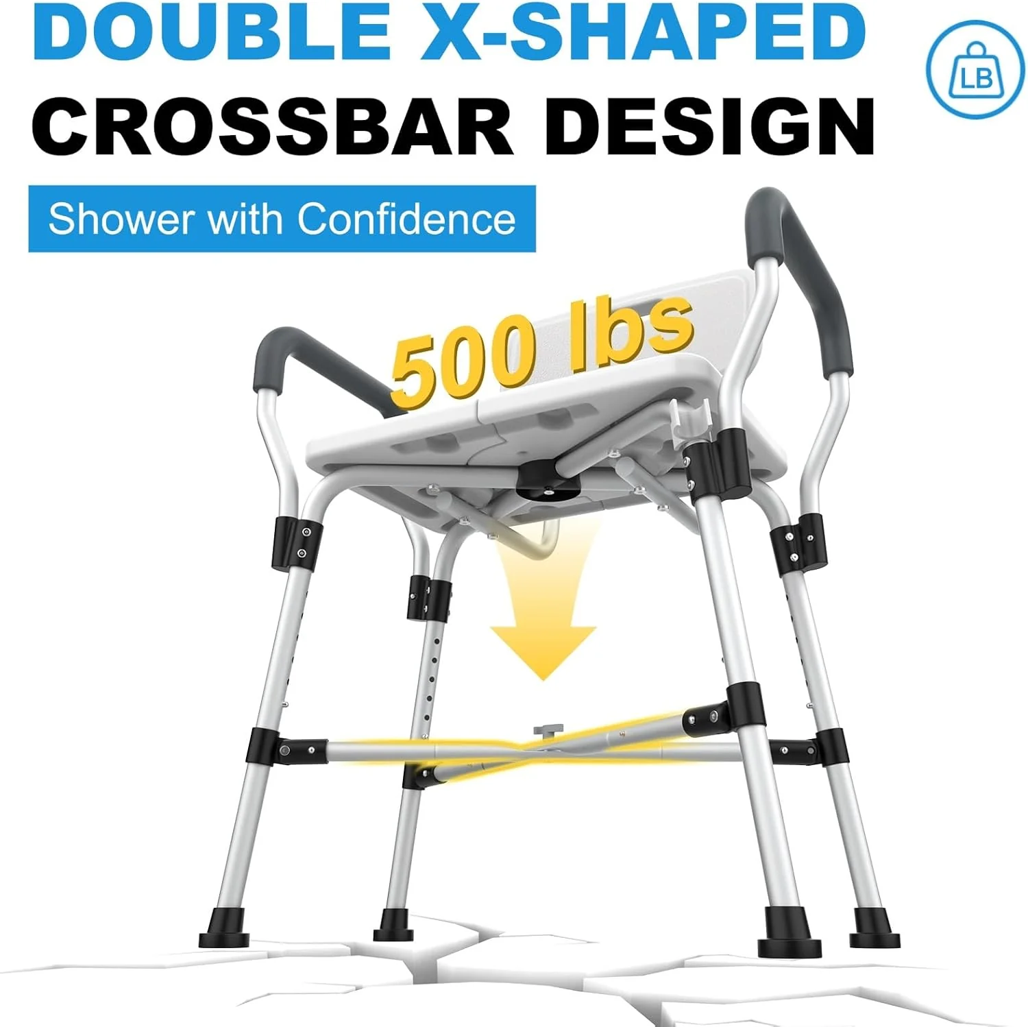 Extra Wide Shower Chair for Inside Shower with Arms and Back - Image 4