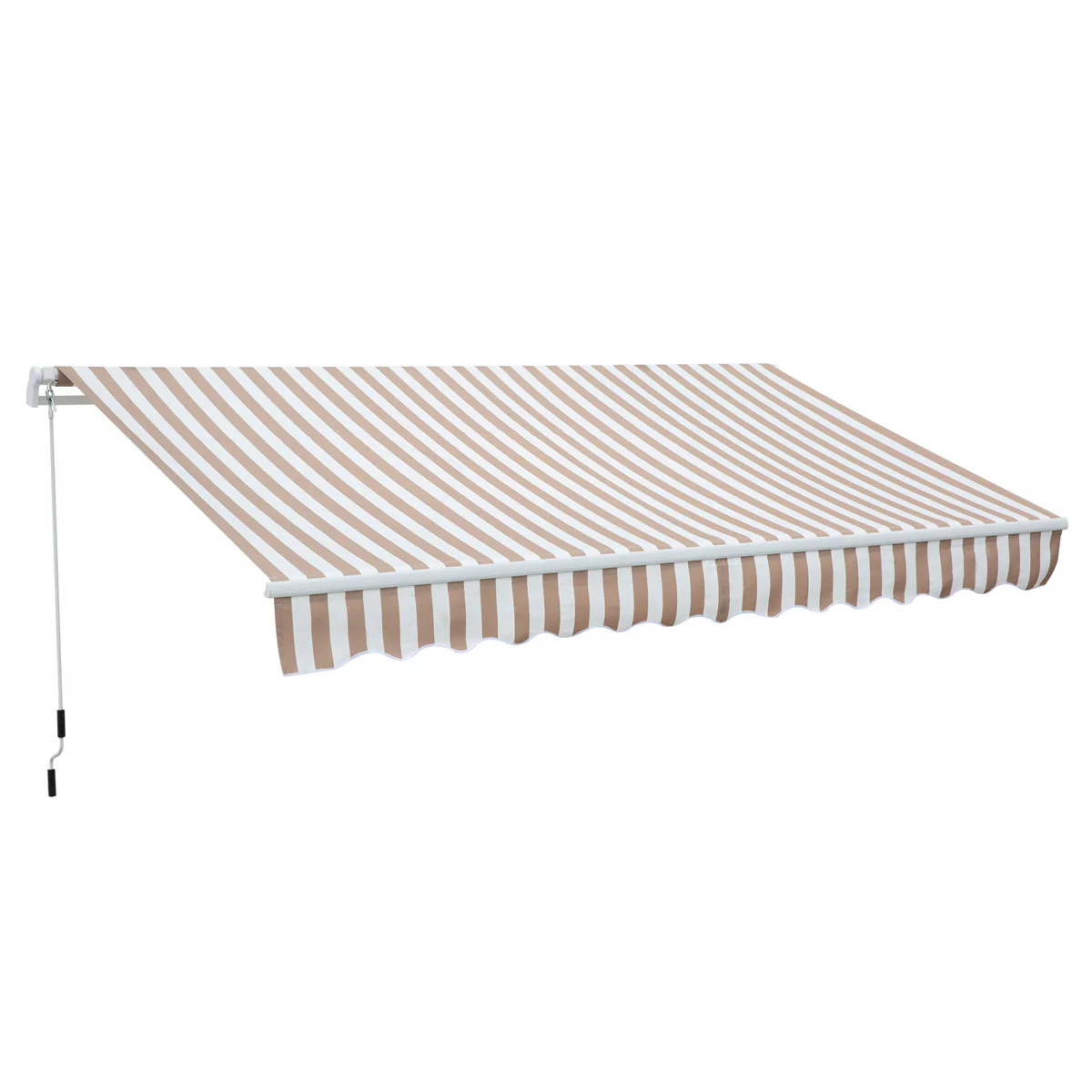 Fabric Beige/White Cover Retractable Patio Awning