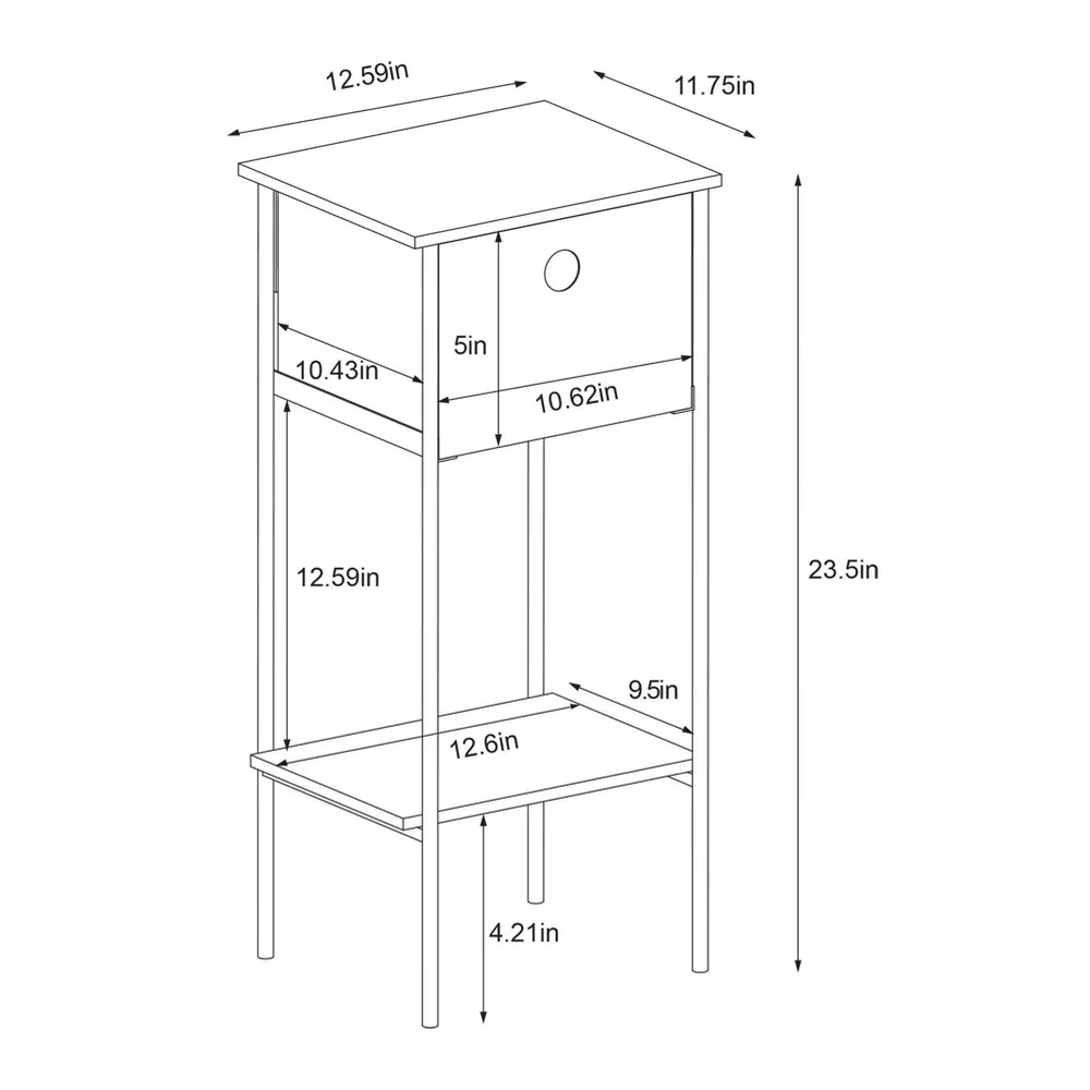 Fabric Bin Side Table Black Frame - Image 5