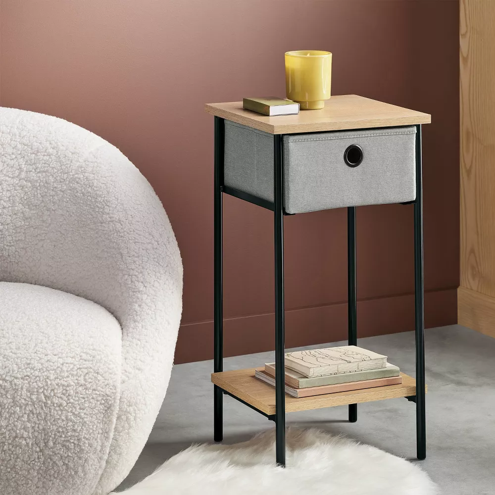 Fabric Bin Side Table Black Frame - Image 4