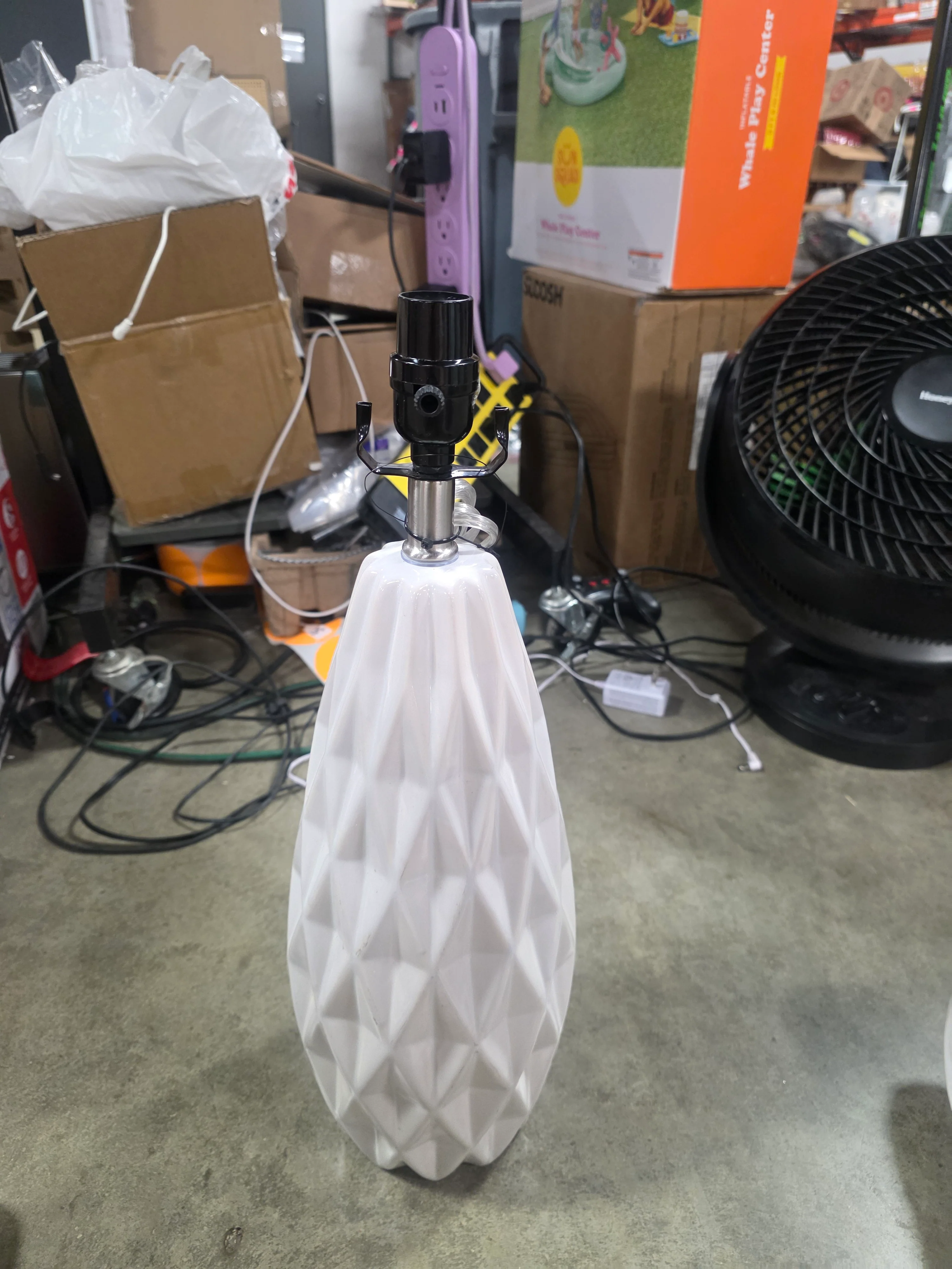 Faceted Ceramic Large LAMP BASE ONLY White - Image 4