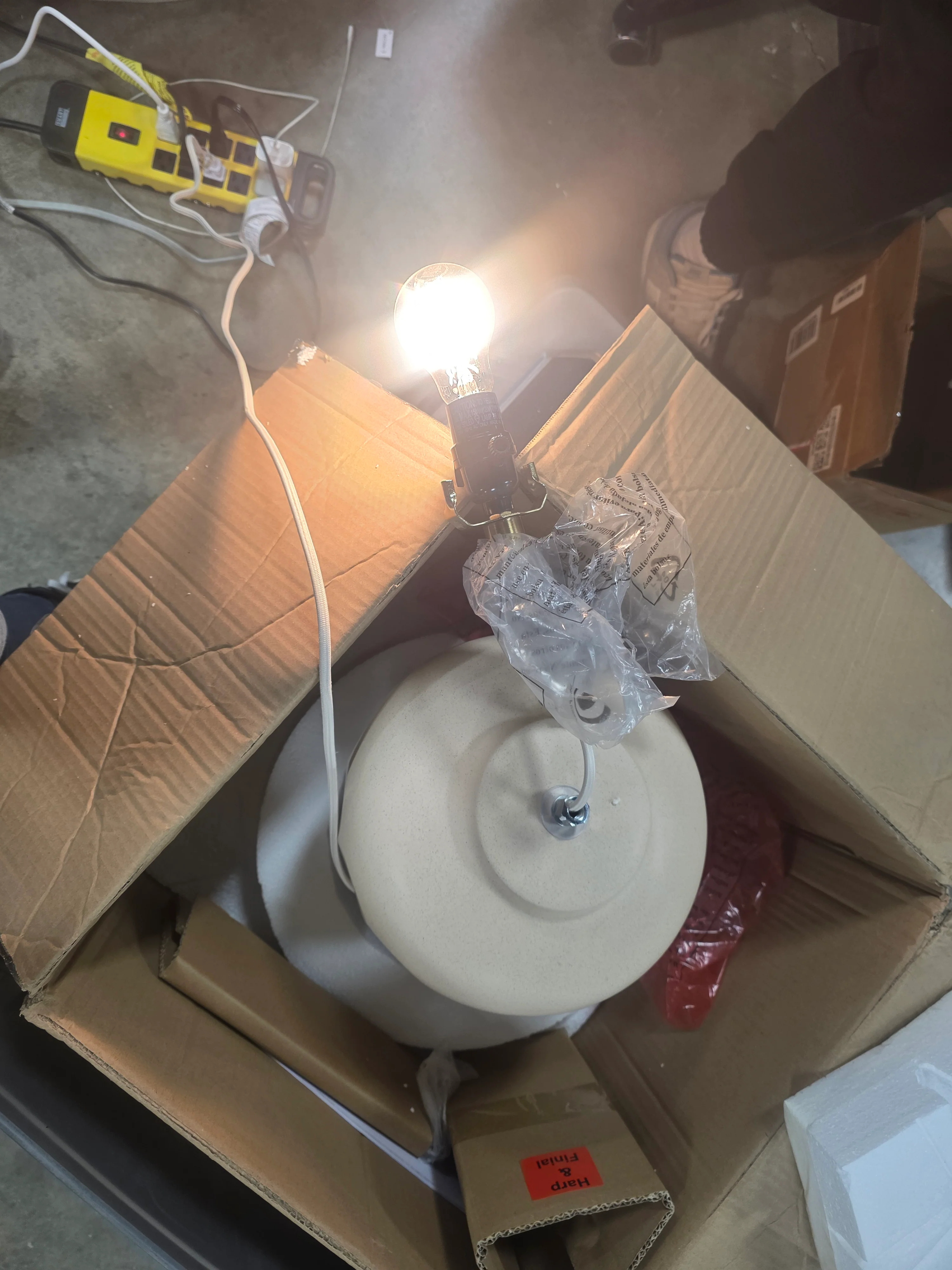 Faceted Ceramic Table Lamp Taupe/Cream - Image 5
