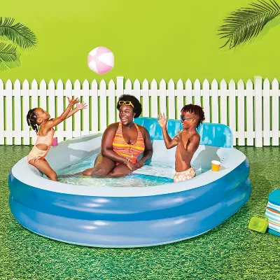 Family Pool with Bench Oval Kiddie Pool - PVC Liner - Image 2