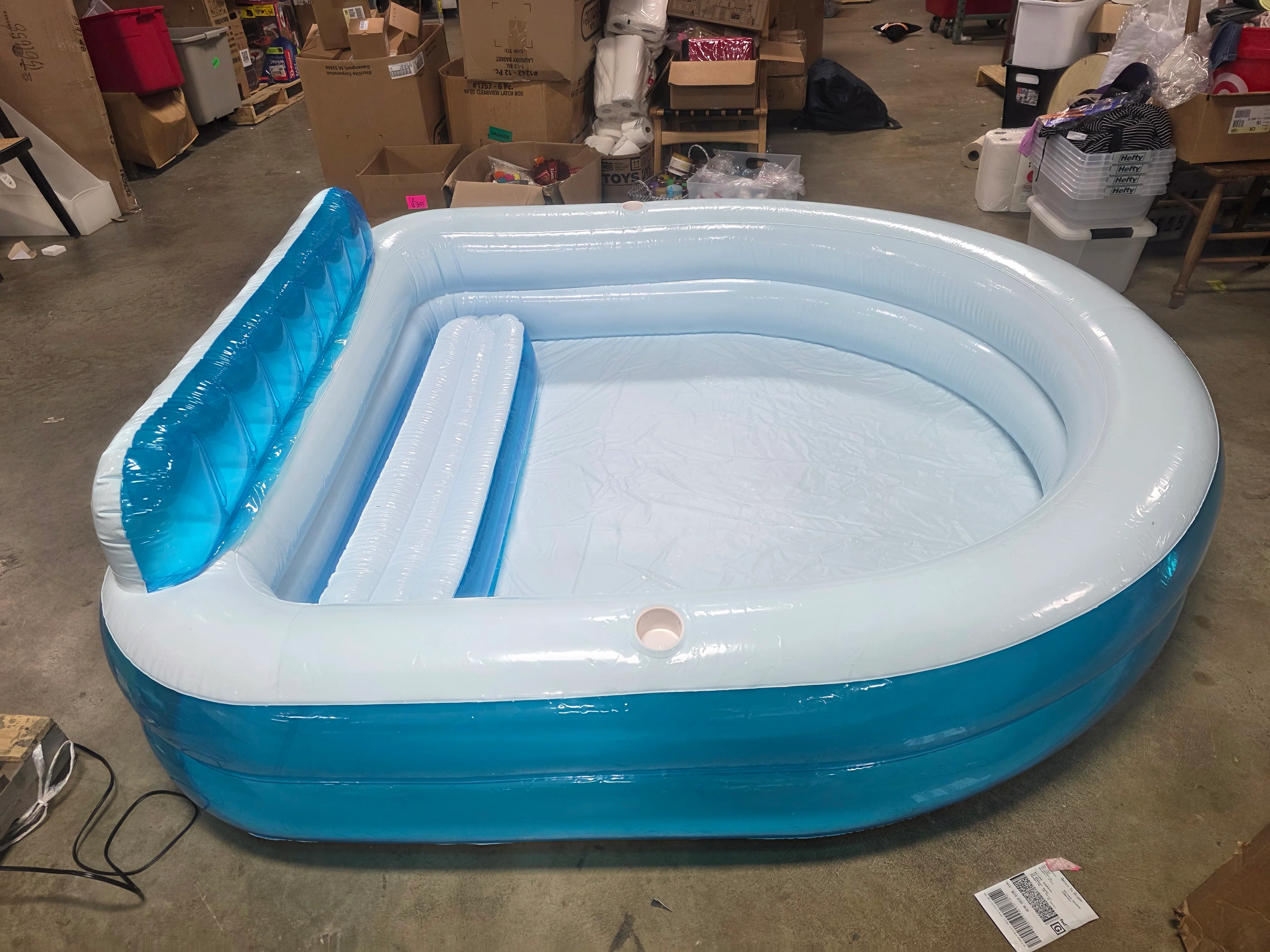 Family Pool with Bench Oval Kiddie Pool - PVC Liner - Image 7
