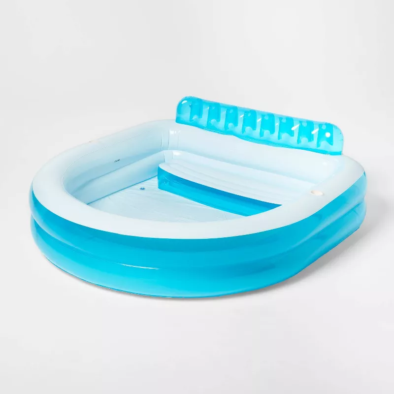 Family Pool with Bench Oval Kiddie Pool PVC Liner