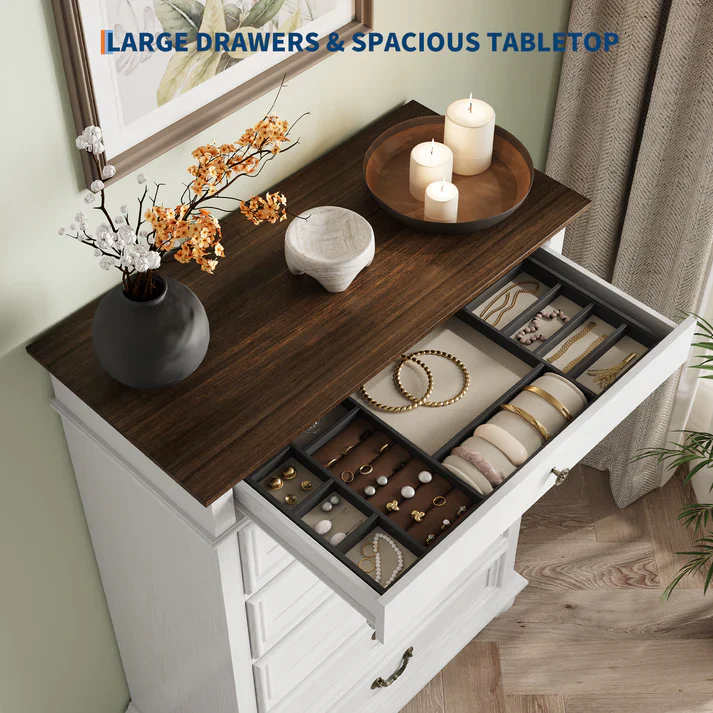 7 Drawer Wooden White Dresser, final cut - Image 2