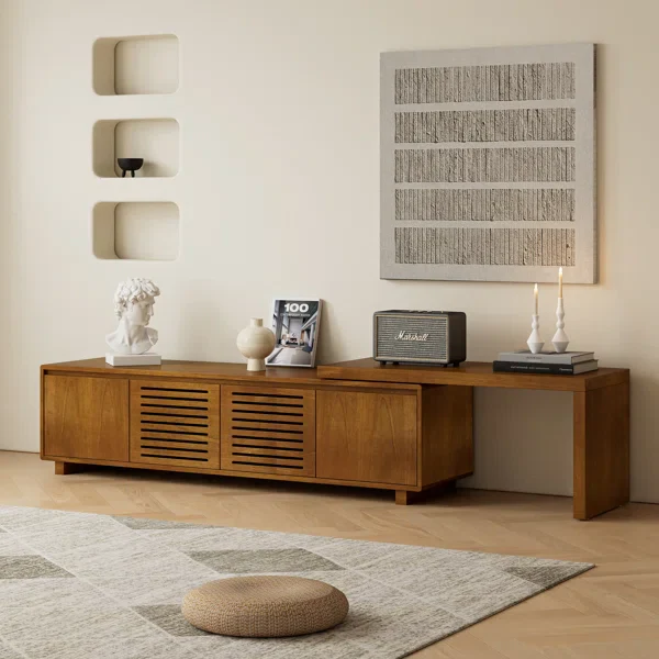 Farmhouse Modern Extendable Entertainment Cabinet with Storage & Adjustable Panel SHOWROOM ITEM