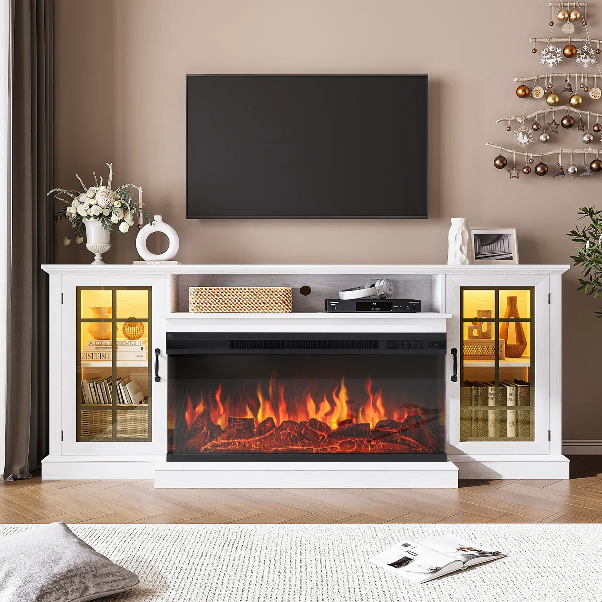 Farmhouse TV Stand Glass Cabinet ONLY - Image 2
