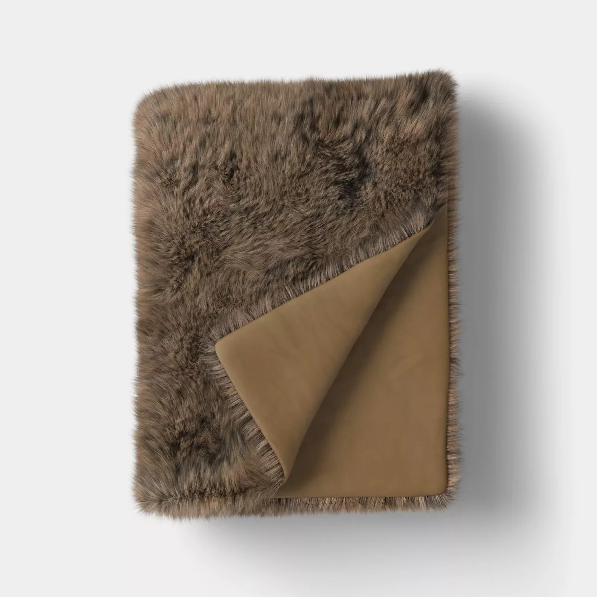 Faux Fur Throw Blanket Brown SHOWROOM ITEM