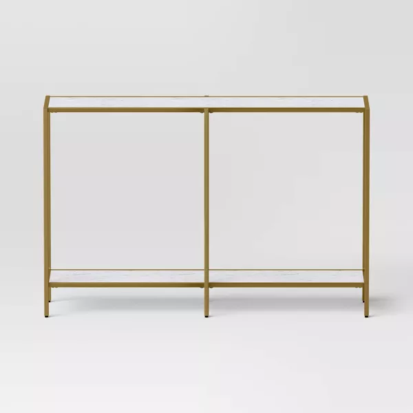 Faux Marble and Metal Console Table Gold, final cut - Image 3
