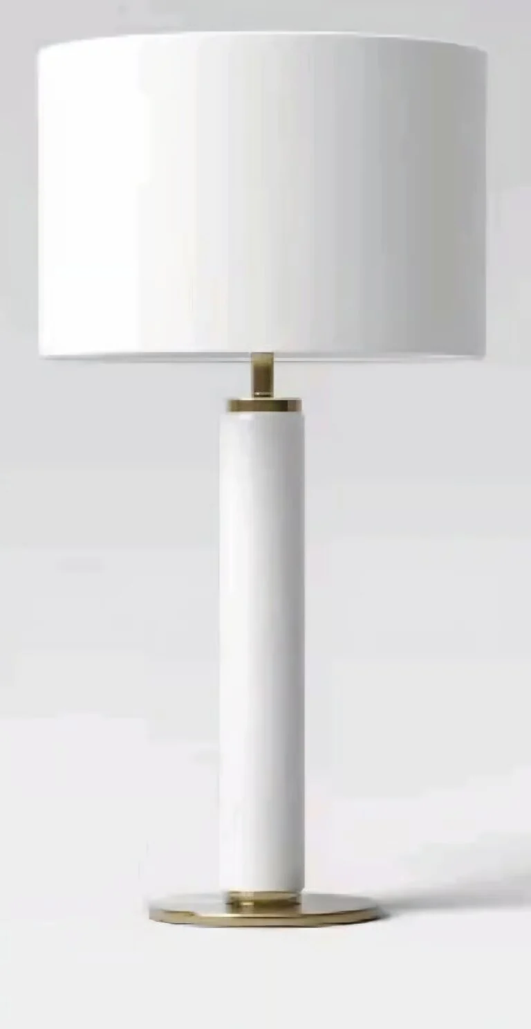 Faux Marble Stick Table Lamp White