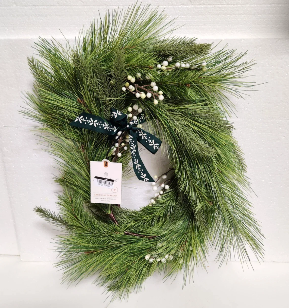 Faux Needle Pine and Snowberry Christmas Garland Set of 2, final cut