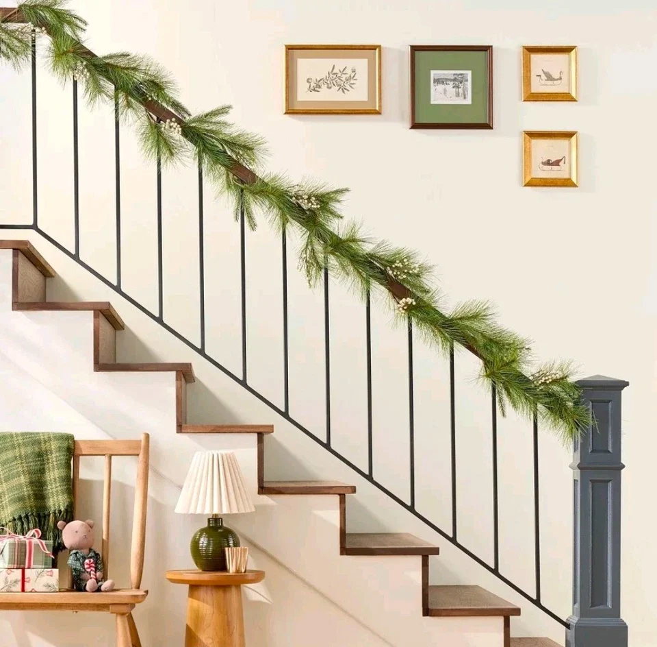 Faux Needle Pine and Snowberry Christmas Garland Set of 2, final cut - Image 2