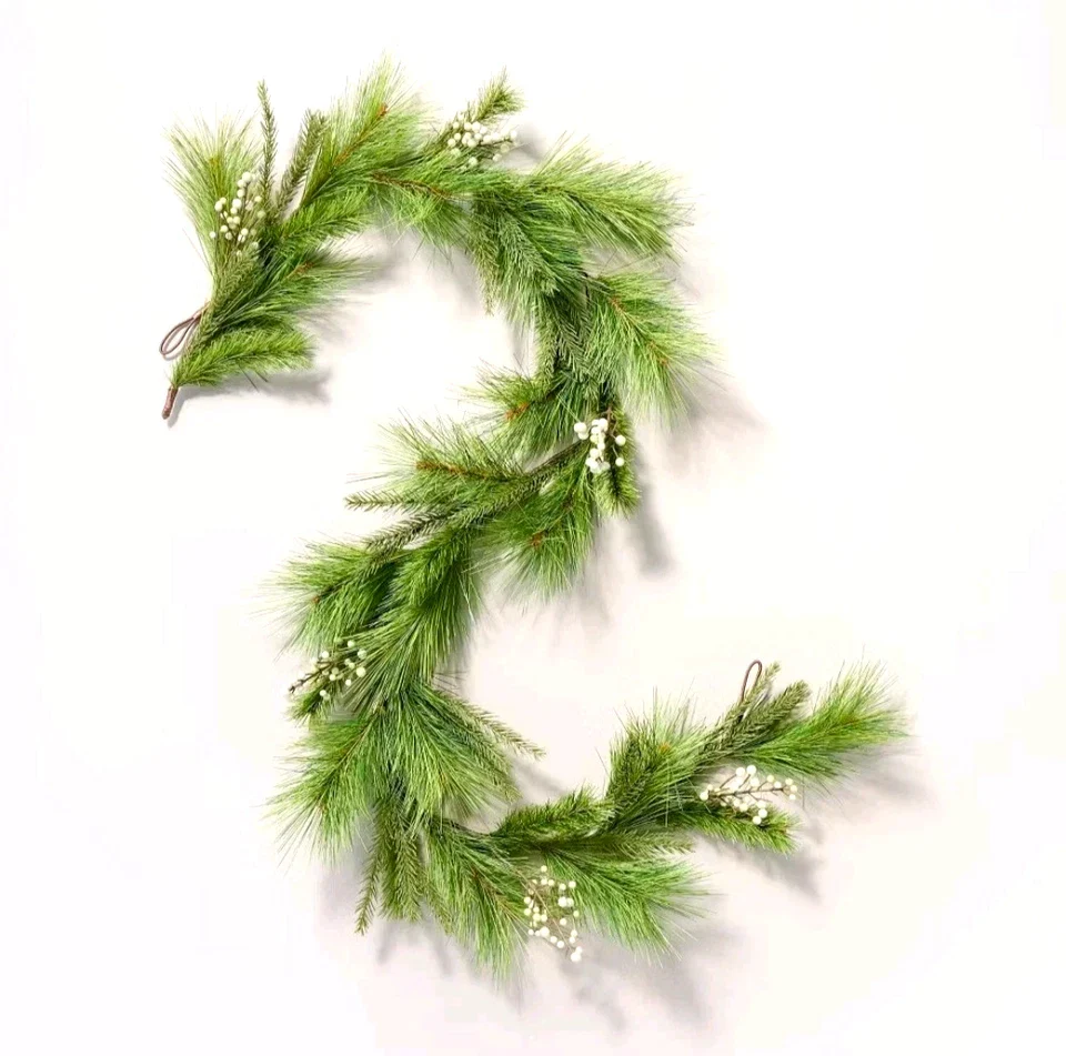Faux Needle Pine and Snowberry Christmas Garland Set of 2, final cut - Image 3