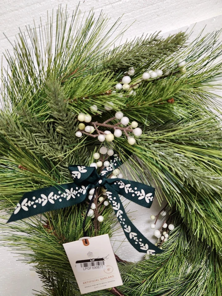 Faux Needle Pine and Snowberry Christmas Garland 1-Piece, final cut - Image 4