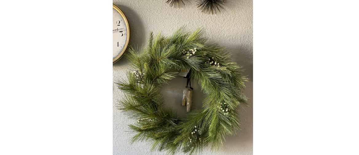 Faux Needle Pine & Snowberry Christmas Wreath with bells, final cut - Image 2