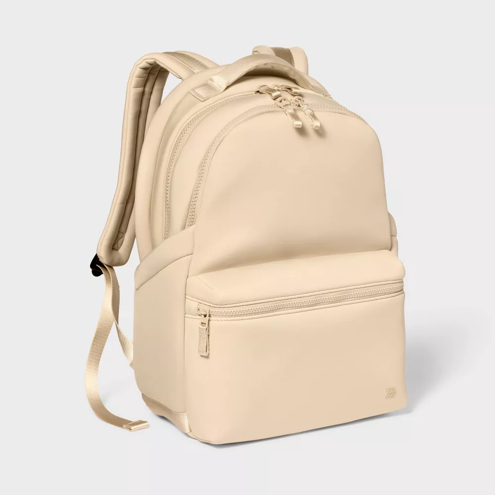 Faux Neoprene Backpack - Cream,