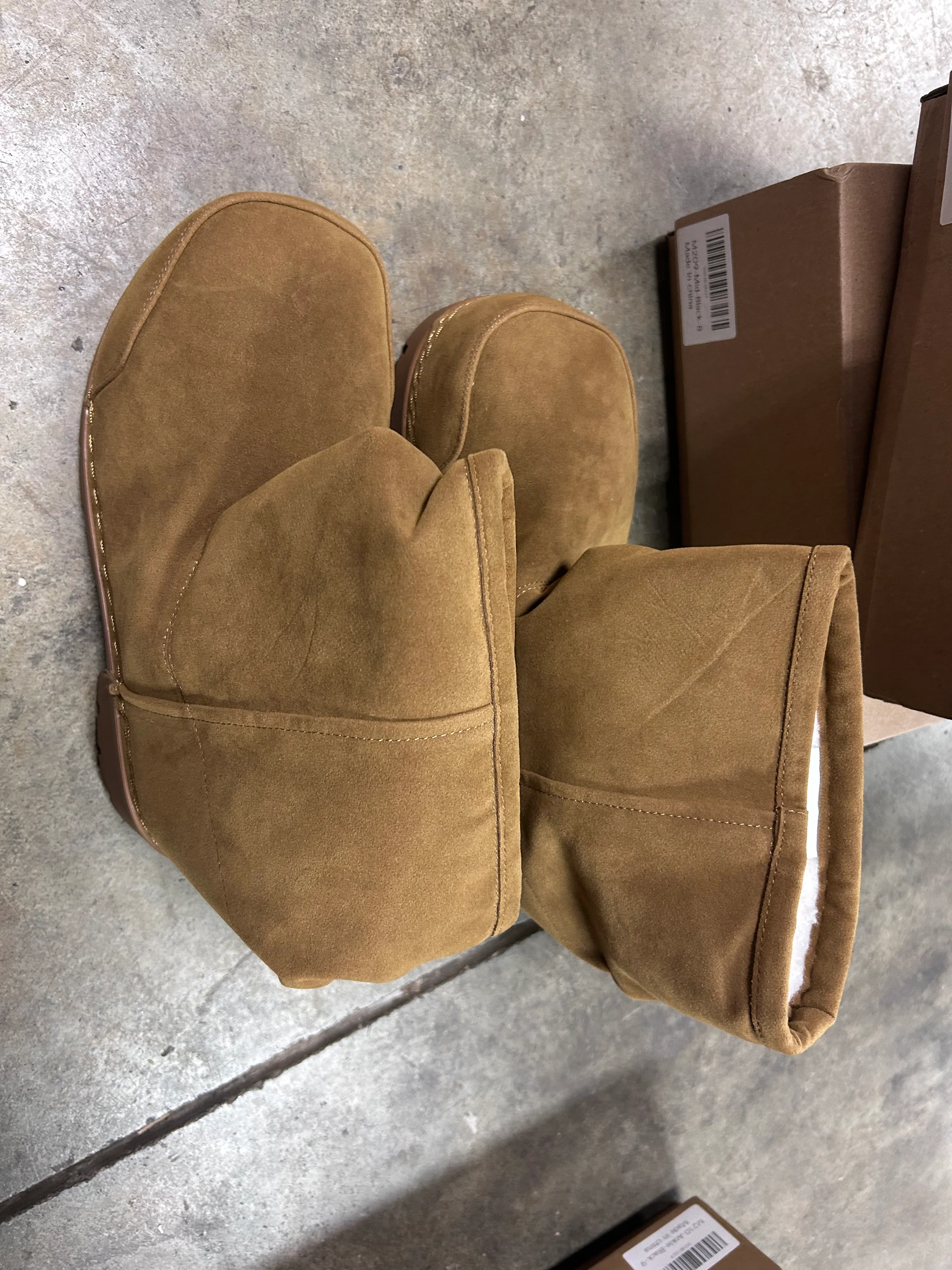 Faux Suede Platform Fuzzy Snow Round Toe Hippy Winter Slip On Knee High Chunky Heel Fur Tall Boots for Women - Image 6